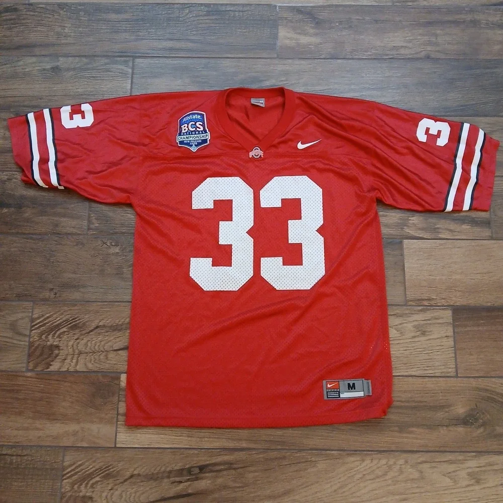 Ohio State Buckeyes Jersey Mens Medium Red Nike #33 National Championship Patch